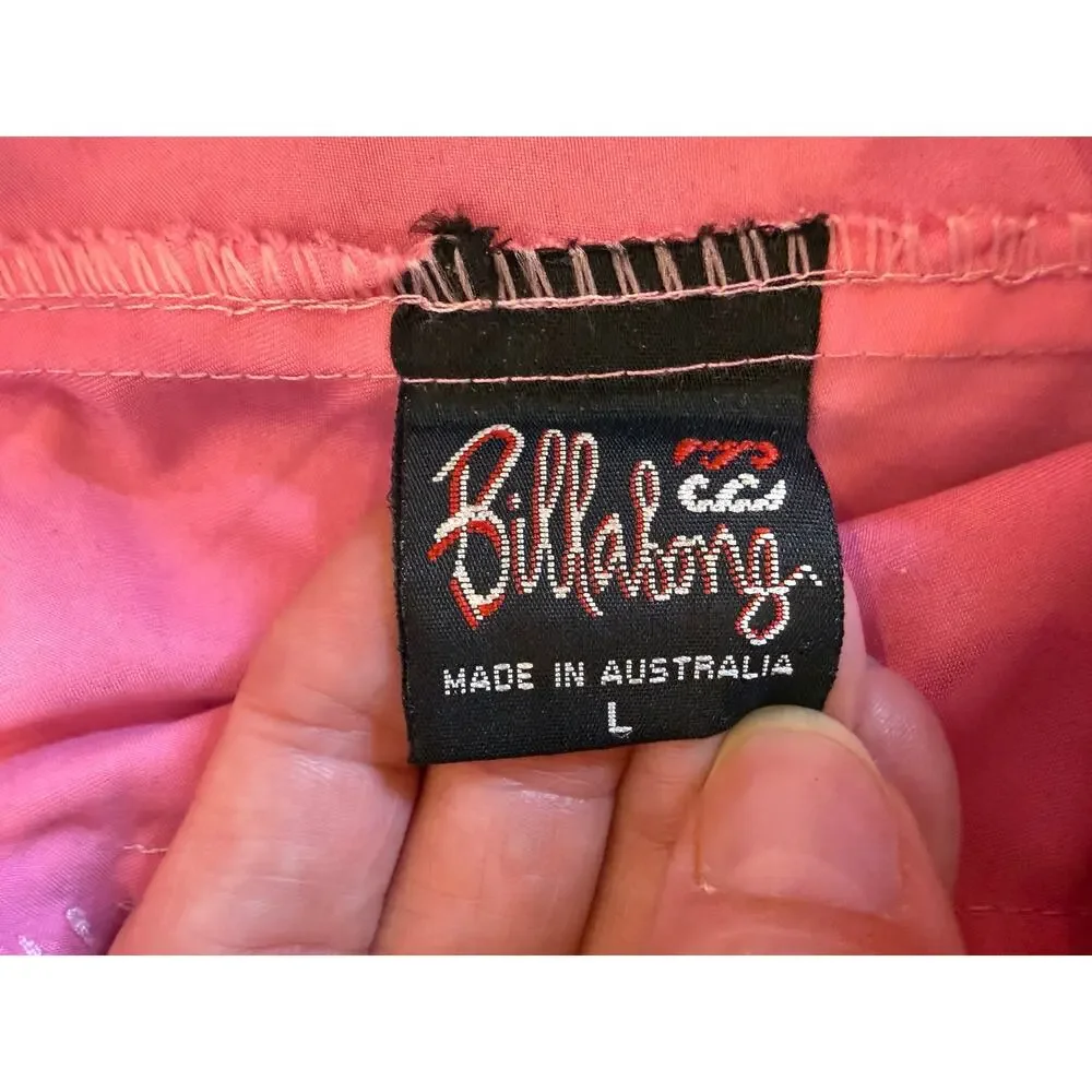 Vintage BILLABONG Long Board Shorts Swim Suit Trunks Pink L Australia 90s